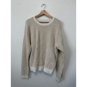 Olivia Grey Furry Checkered Sawtooth Sweater – Women's XL